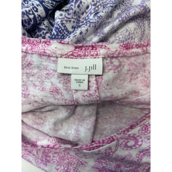 J. Jill Love Linen Women’s Short Sleeve Ombre’ Paisley Top, Pink, size S - Picture 7 of 11